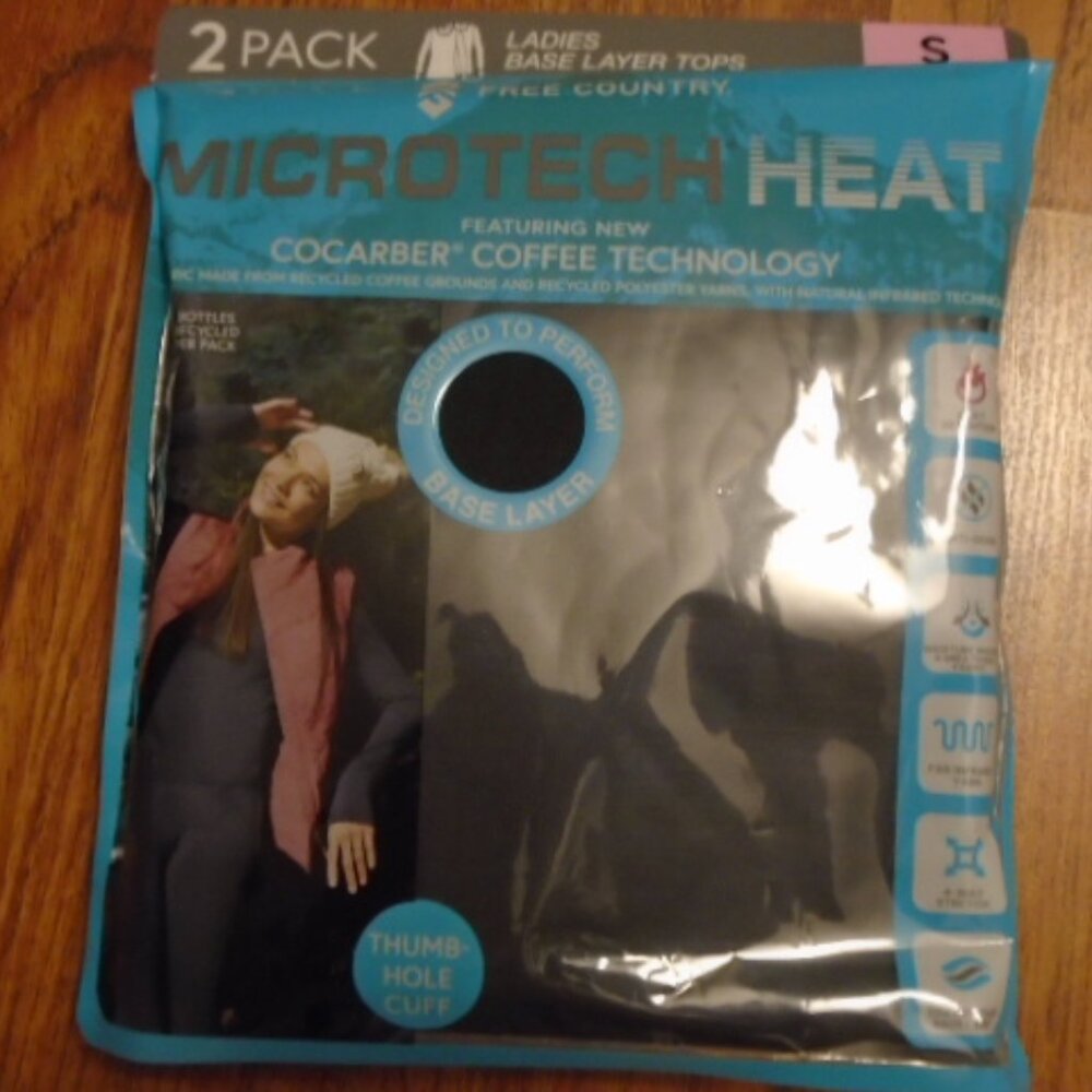 NEW - Free Country Microtech Heat - Two Pack Base Layer Tops Women's S